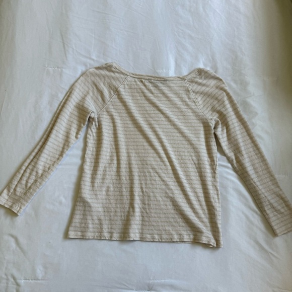 Banana Republic Cream and gold mettalic Stripe Long Sleeve Top Sz Small - Picture 3 of 7